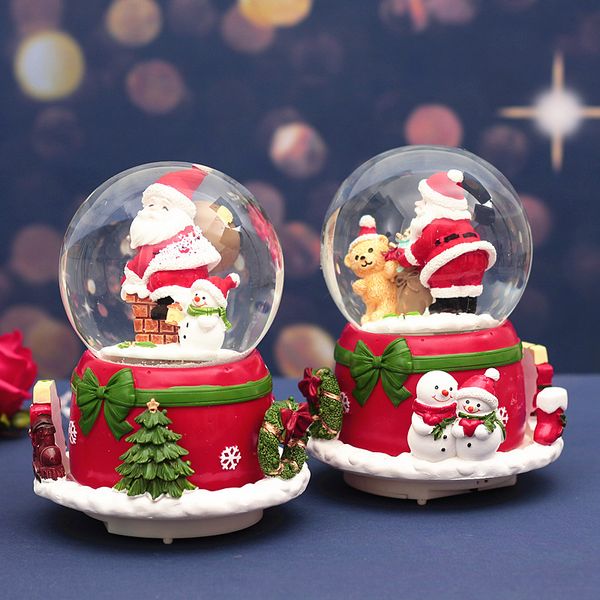 

christmas crystal ball music box snow automatic rotation snow music box home decoration table decoration living room decoration