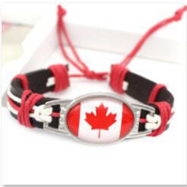 

canada flag charm paracord survival bracelets & bangles 18*25mm cabochon friendship outdoor camping sport bracelets 10pcs/lot, Golden;silver