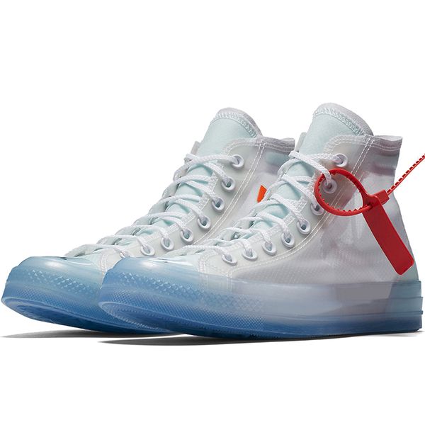 

Высокий топ 1970 Conver прозрачный прохладный сетка кроссовки для мужчин солнечный свет УФ обесцвечивание холст обувь Зебра полосы кроссовки 162204C-102