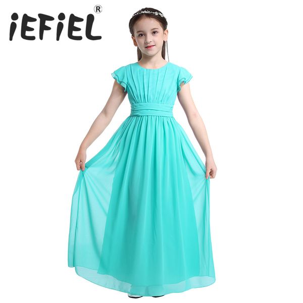 

iefiel sleeveless kids teenage flower girl dress floor length pageant wedding party formal occassion wedding girls tulle dress, Red;yellow