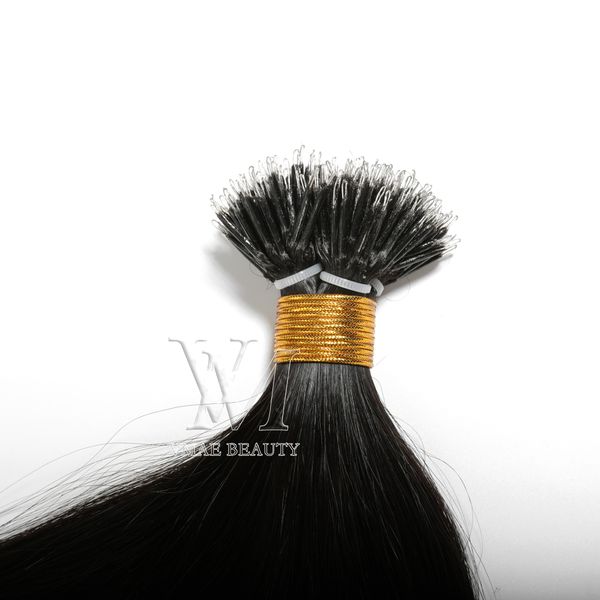 

vmae indian human virgin remy 1g per strand double drawn straight 100g natural black brown nano ring tip keratin pre bonded hair extensions