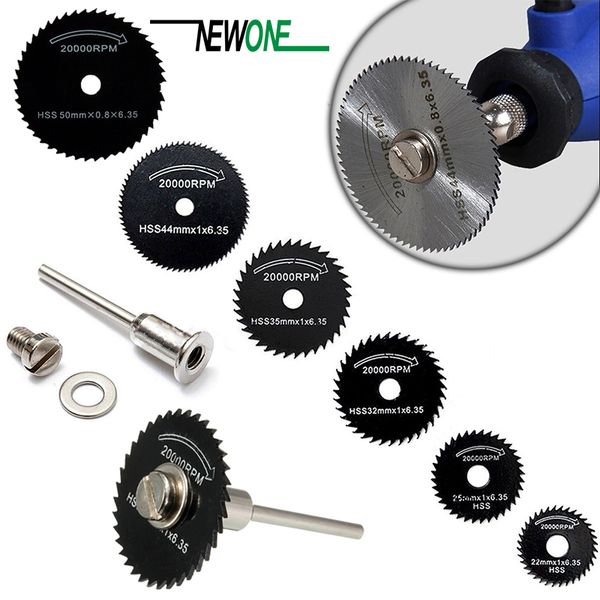 

6 saw blade +1pc pole hss high-speed-steel circular rotary blade wheel discs mandrel for metal dremel tools wood cutting saw