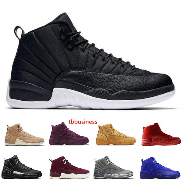 

12 12s men basketball shoes wheat dark grey bordeaux flu game the master taxi playoffs french blue wool barons wolf grey sport sneakers
