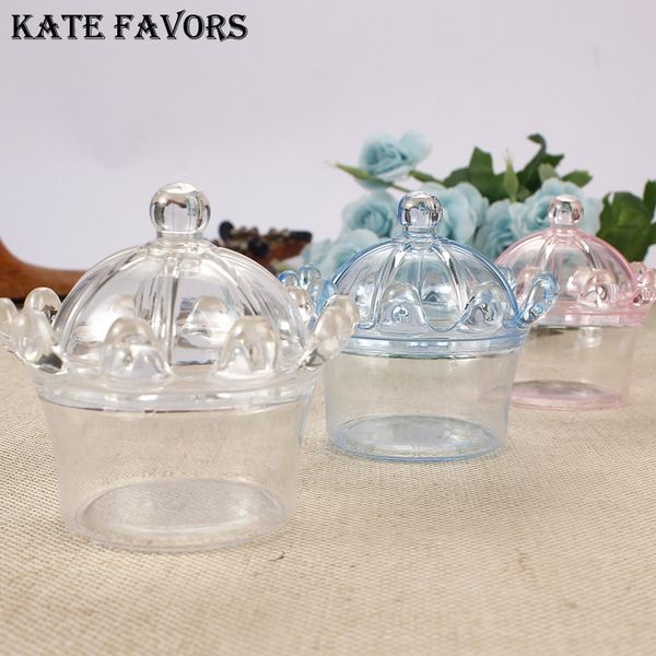 

candy boxes with transparent plastic crown shaped 12pcs/lot baby shower birthday party favor box decoration event party supplies