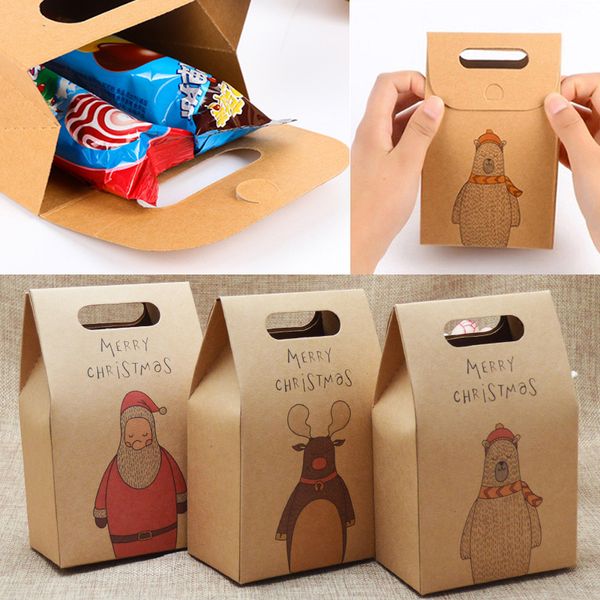 

2pcs/5pcs/10pcs 2019 christmas paper bag box xmas party holiday cookies candy present bag