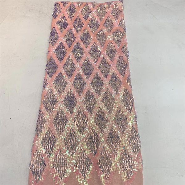 

newly designed african french lace fabric 2020 high-quality lace fabric with sequined nigerian zx3678, Pink;blue