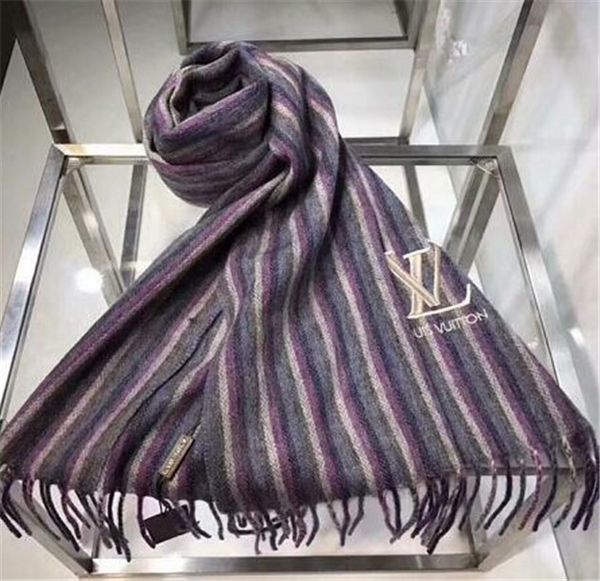 

high-end cashmere scarf fashion classic men's and women's brand scarf 100% cashmere scarf w2 02, Blue;gray