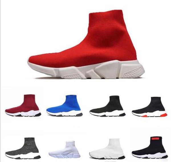 

2020 luxury designer shoes paris speed trainer men women triple black white prune royal grey fashion mens casual sock trainers sneakers