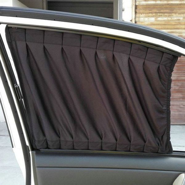 

2 x update 70l aluminum alloy elastic car side window sunshade curtains auto windows sun visor blinds cover - black beige grey