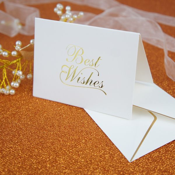 

25set gold wishes fold card fashion design thanks giving day card send lucky love greeting cards invitation with envelope
