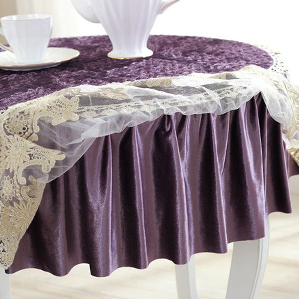 

european round tablecloth cover thickening household simple non-slip dust cover coffee table pad tablecloth