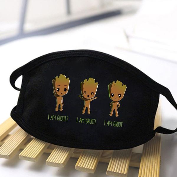 

half face mouth muffle dustproof mask marvel cartoon anime cute groot masks anti-dust black casual soft masks sgkwx