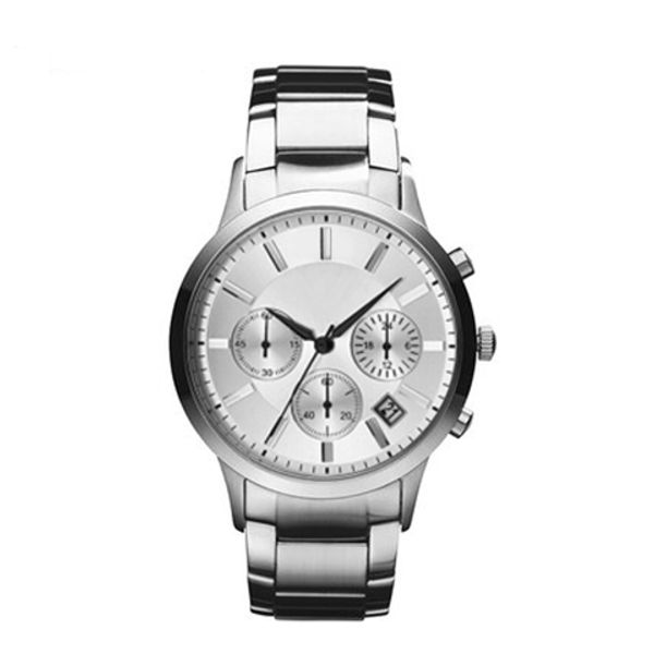

2019 men's watch ar stainless steel brand fashion casual military quartz sports watch leather strap men's watch relogio masculino, Slivery;brown