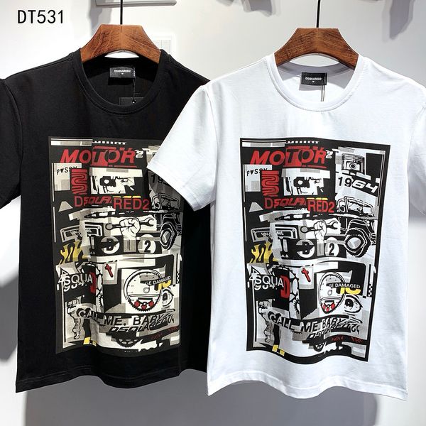 

2020 spring and summer new high-end printed short-sleeved round neck t-shirt men's cotton designer t-shirt hip-hop tee in, White;black