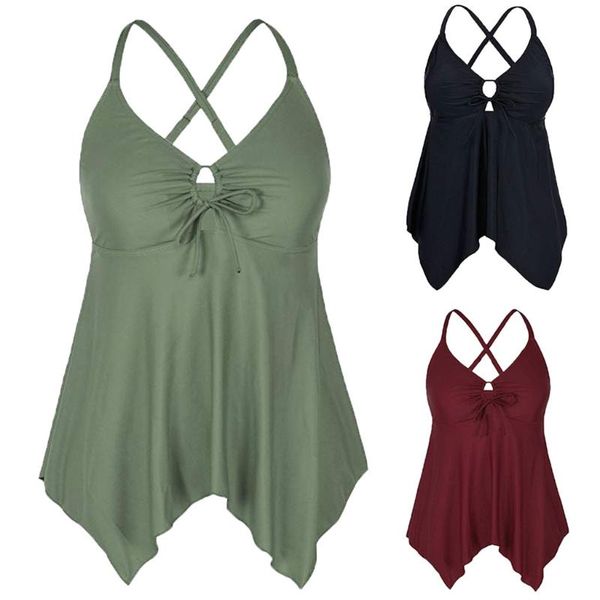 

мода женщины лёгкой струящейся купальник бикини crossback плюс размер tankini top материнства купальники push up купальный костюм, White