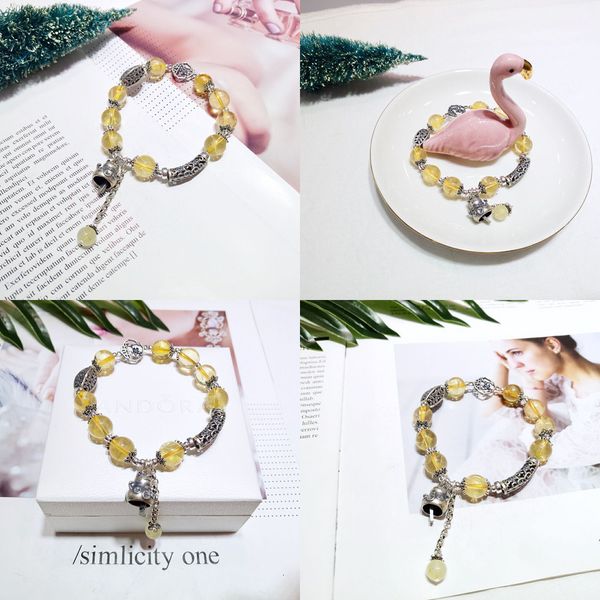 

925 beaded jewelry natural citrine single circle bracelet collocation silver recruit lucky cat tassels pendeloque cut accessories, Black
