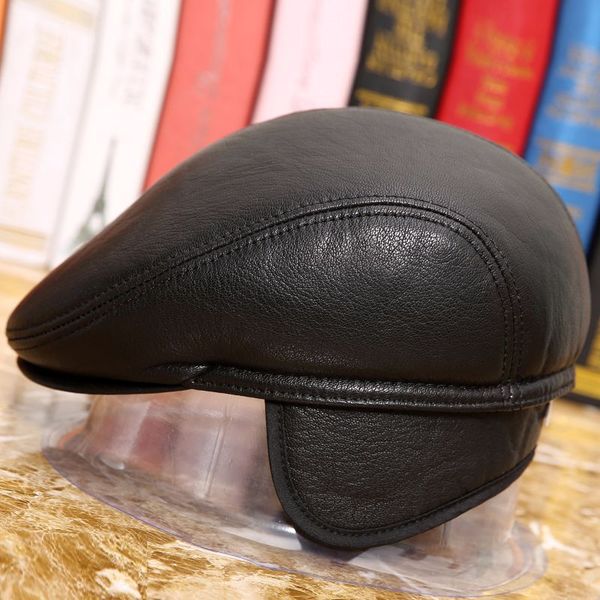 

мужчина из натуральной кожи козырьки hat мужская зима теплая овчина берет cap мужчины уха защиты duck tongue форвард cap b-8653, Blue;gray