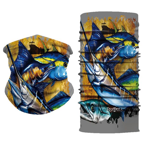 

3d marine style flying fish print multi use half face mask neutral neck windproof face mask sun protection headband cool