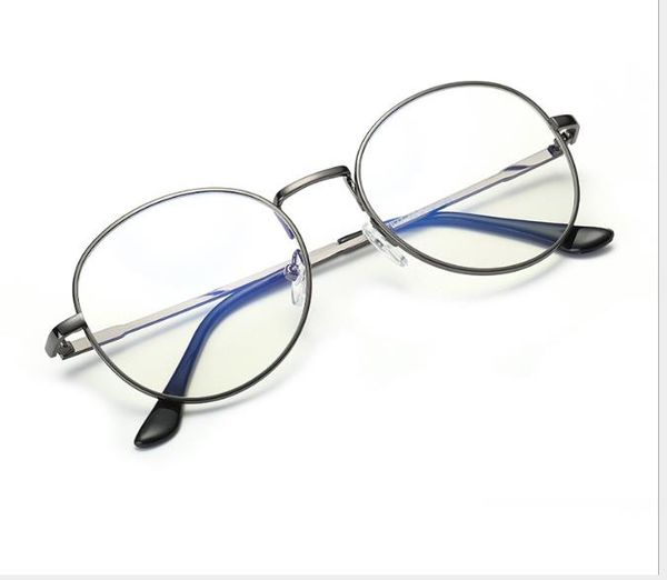 

ретро круглая рамка компьютерные очки анти-синие очки плоские очки, White;black