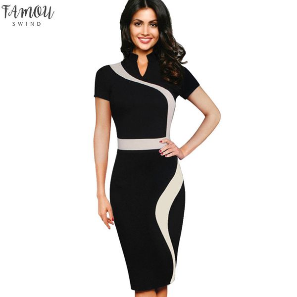 

2020 new designer evening vestidos pencil sheath summer dress for women bodycon sheath office dress stand neck tunic one-piece, Black;gray