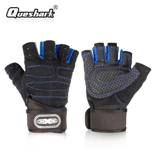 

men fitness training half finger gloves non-slip breathable extended wrist support bodybuilding weightlifting gloves