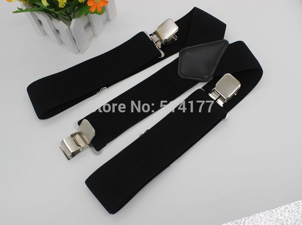 

2019 50mm 2'' mens men braces plain color adjustable suspenders strong 3clasp casual male suspenders, Black;white