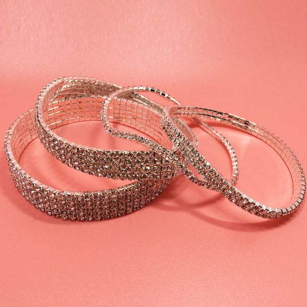 

women ankle bracelet stretch multi rows anklet chain diamante rhinestones jewelry gifts a66, Red;blue