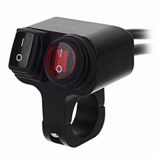 

12v 16a motorcycle cnc aluminum alloy switch 2 way 22-26mm handlebar switch motorcycle waterproof switches red light 3 wires