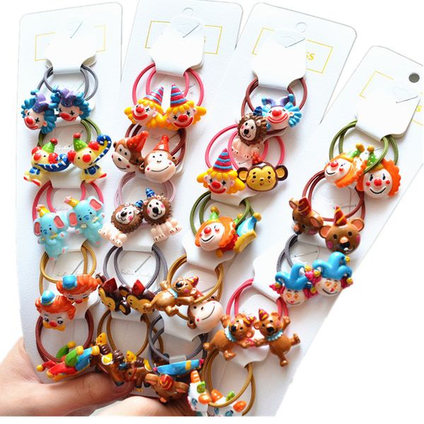 

10pcs new cartoon cute clown princess headwear kids elastic hair bands children ropes girls accessories baby headdress, Slivery;white