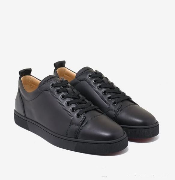

luxury men women shoes red bottom sneaker junior flat black grain leather trainers black/white low cut trainers