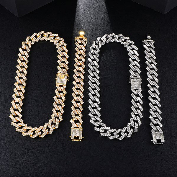 

us7 19mm miami prong cuban chain necklace for men gold silver color hip hop iced out paved bling cz rapper necklaces jewelry