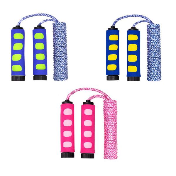 

jump rope hollow rubber foam handle fast speed polyester cotton rope skipping lose weight gym home kids pe supply