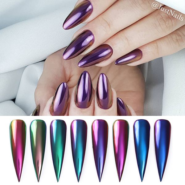 

1box chameleon mirror nail glitter powder auroras effect glitter nail art powder chrome pigment decoration, Silver;gold