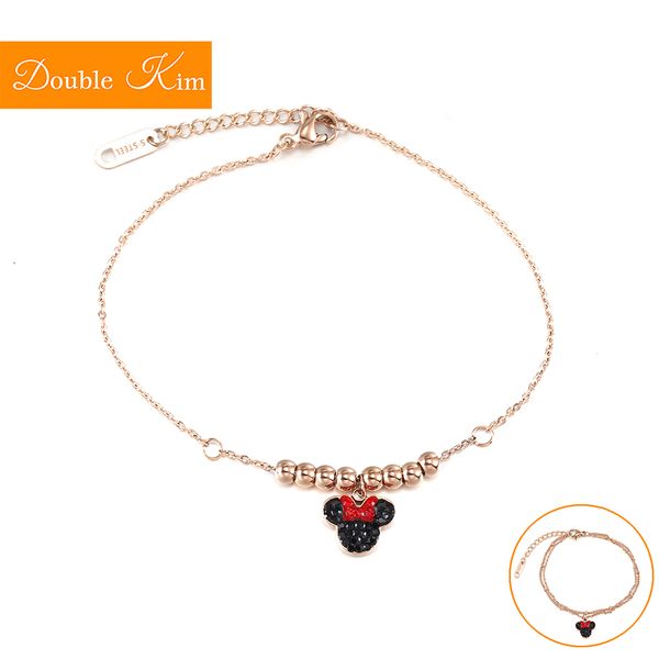 

zircon bracelet lovely kawaii style titanium steel material bracelet inlaid zircon rose gold color fashion women jewelry, Golden;silver