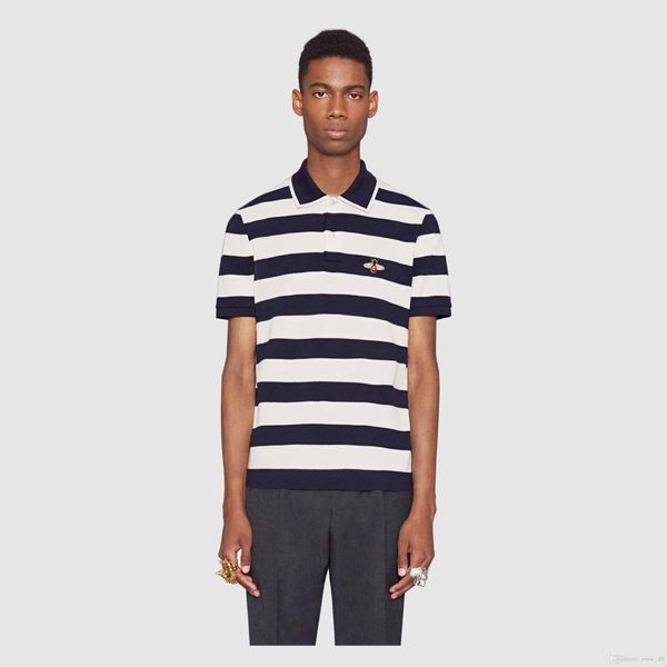 

new arrival 2018 brand men fashion short polo bee striped adornment casual camisetas masculinas plus size m-3xl 16516, White;black