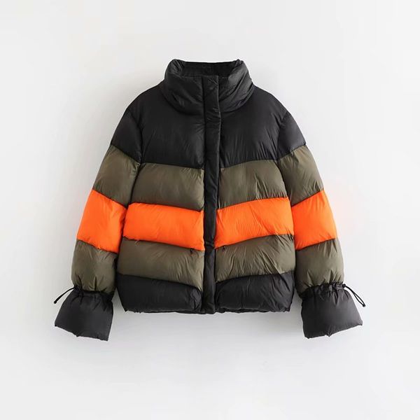

color block winter jacket women padded jacket parkas jaqueta feminina korean womens winter fashion 2018 chaqueta mujer, Black