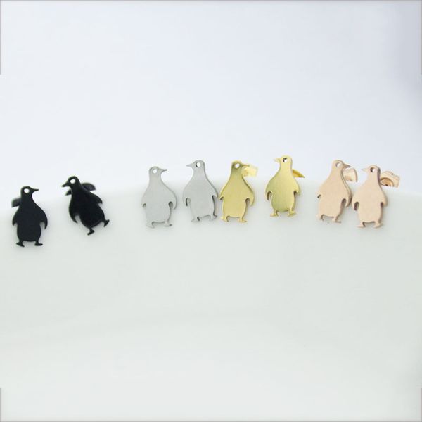 

ювелирные изделия горячий продавая младенца пингвин серьги золото розовое золото черный из нержавеющей стали штифты женщины дети девушки под, Golden;silver