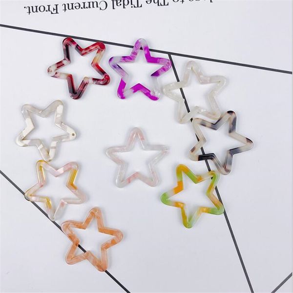 

10pcs/lot hollow pentagram tag acetic acid acrylic charms for earring pendant earring accessories diy handmade jewelry making, Blue;slivery