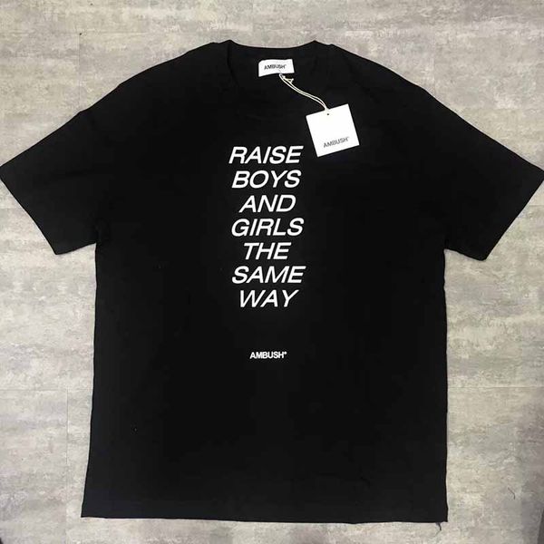 

new style aw ambush t-shirt raise boys and girls the same way ambush tees men women couple street wear ab t-shirts, White;black
