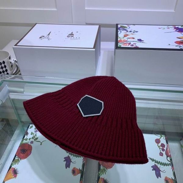 

2019 fashion knitting cotton hats women men winter warm 5 colors burgundy hats with box, Blue;gray