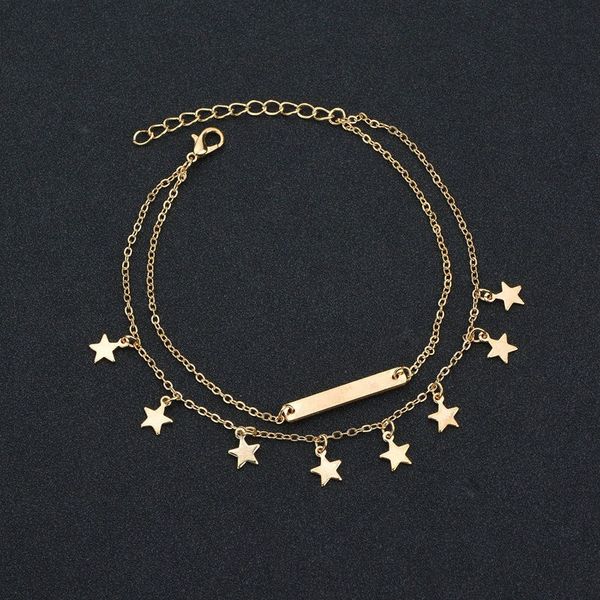 

new female anklets barefoot sandals foot jewelry leg anklets bar star pendant beach ankle bracelets for women leg chain jewelry, Red;blue