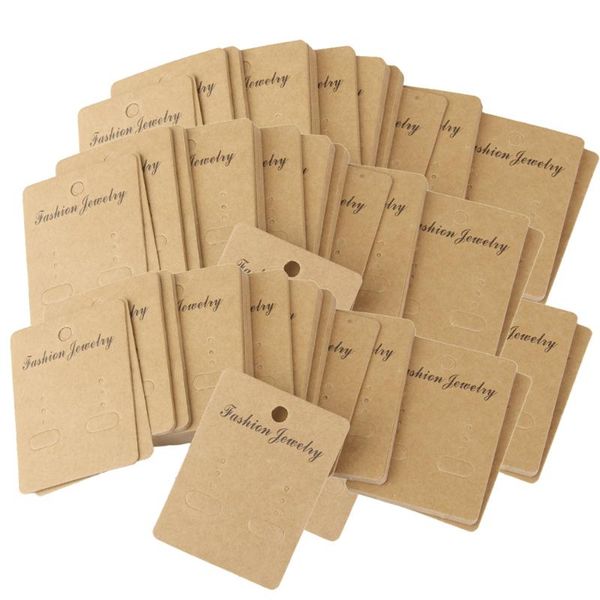 

5x 100 kraft paper earring ear studs brooch jewelry hang label cards holder, Black