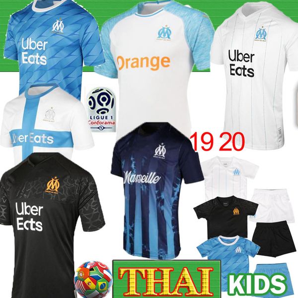 

thai 19 20 olympique de marseille soccer jersey om jerseys 19 20 maillot de foot payet thauvin benedetto football shirt men + kids 120 years, Black;yellow