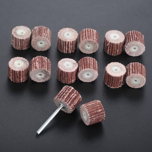 

dreld 10pcs 3mm shank grinding sanding flap wheel polishing brushes for rotary dremel accessories drill polish tool with mandrel