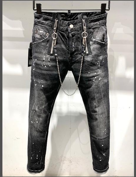 

fashion designer hole jeans men straight distressed ripped mens casual biker denim jeans hip hop motorcycle male long pant 0101, Blue
