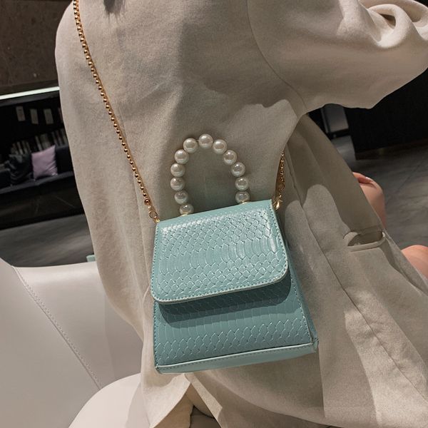 

pearl tote bag 2019 fashion new pu leather women's designer handbag crocodile pattern chain shoulder messenger bags