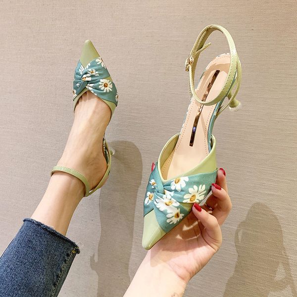 

sandals stiletto heels spring shoes slip-on loafers summer women's buckle strap suit female beige med elastic comfort block, Black