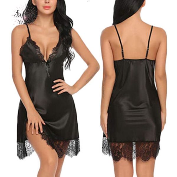 

women dress babydoll v neck nightdress nightgown sleepwear backless pajamas solid sling nightwear women homewear new, Black;gray