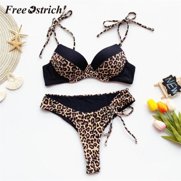 

bras sets ostrich clothes lingerie women leopard biquini push up bra low waist two piece bathing suit summer underwear set, Red;black