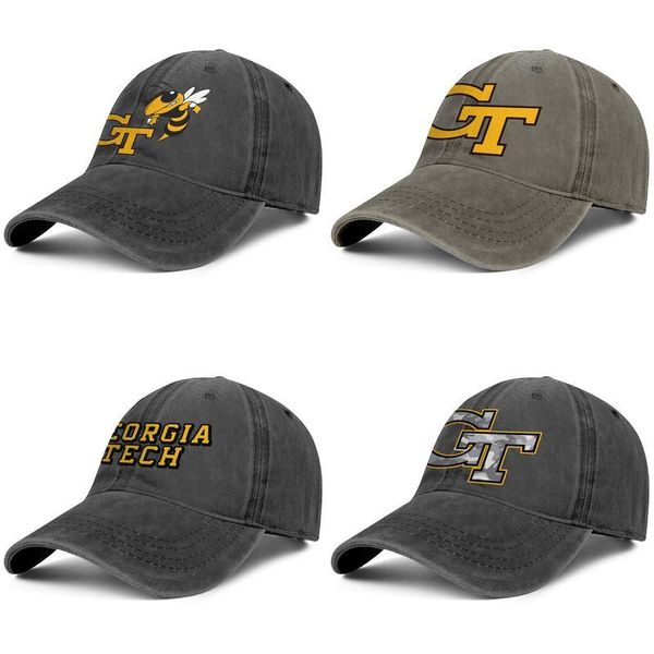 

ga tech yellow jackets gray camouflage denim baseball cap custom sports hats football wordmark logo, Blue;gray